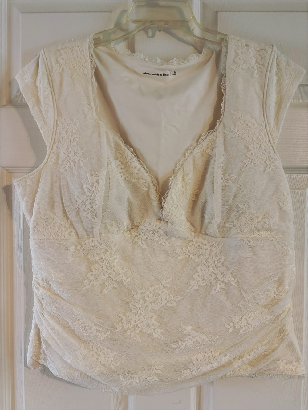 Abercrombie & Fitch White Lace-Trim Tank Top